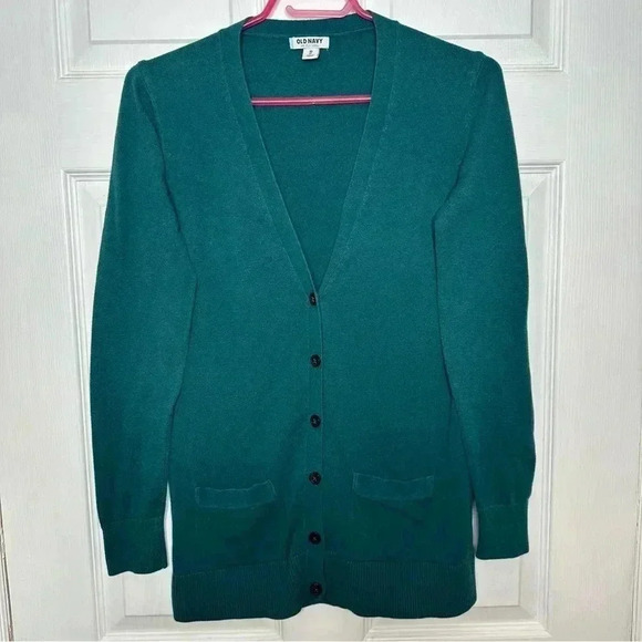 Old Navy Cardigan Long Blueish-Green  Size Extra Small - Picture 1 of 16